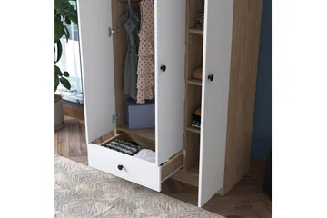 Jain vaatekaappi 90x170 cm ruskea/valkoinen - Hanah Home - Säilytys - Vaatesäilytys - Vaatekaappi