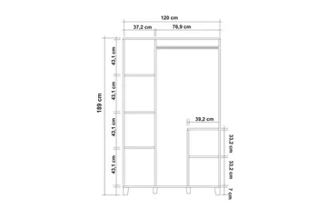 Leva vaatekaappi 120x189 cm ruskea - Hanah Home - Säilytys - Vaatesäilytys - Vaatekaappi