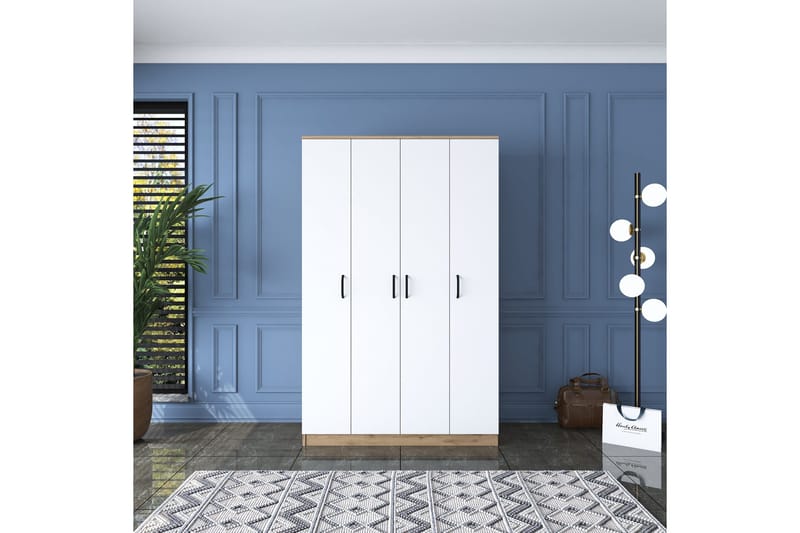 Jaioni vaatekaappi 120x190,8 cm ruskea/valkoinen - Hanah Home - Säilytys - Vaatesäilytys - Vaatekaappi