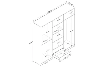 Jagdesh vaatekaappi 210x210 cm ruskea/valkoinen - Hanah Home - Säilytys - Vaatesäilytys - Vaatekaappi