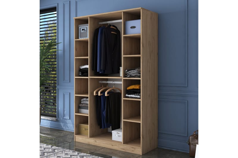 Jaioni vaatekaappi 120x190,8 cm ruskea/valkoinen - Hanah Home - Säilytys - Vaatesäilytys - Vaatekaappi