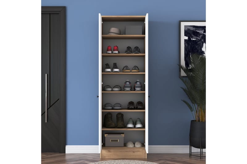 Hooda vaatekaappi 59,8x182,8 cm ruskea/valkoinen - Hanah Home - Säilytys - Vaatesäilytys - Vaatekaappi