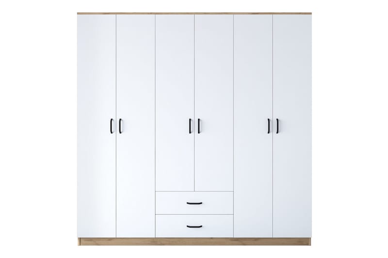 Jagdesh vaatekaappi 210x210 cm ruskea/valkoinen - Hanah Home - Säilytys - Vaatesäilytys - Vaatekaappi