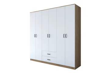 Jagdesh vaatekaappi 210x210 cm ruskea/valkoinen - Hanah Home - Säilytys - Vaatesäilytys - Vaatekaappi