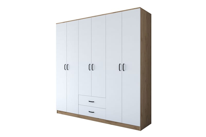 Jagdesh vaatekaappi 210x210 cm ruskea/valkoinen - Hanah Home - Säilytys - Vaatesäilytys - Vaatekaappi