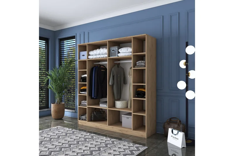 Jaidul vaatekaappi 180x190,8 cm ruskea/valkoinen - Hanah Home - Säilytys - Vaatesäilytys - Vaatekaappi