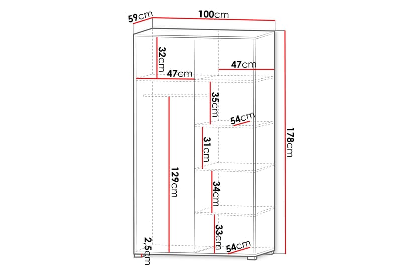 Agawal Vaatekaappi 100x178 cm - Beige - Säilytys - Vaatesäilytys - Vaatekaappi