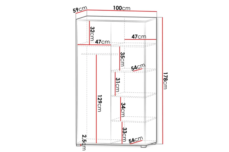 Agawal Vaatekaappi 100x178 cm - Ruskea - Säilytys - Vaatesäilytys - Vaatekaappi