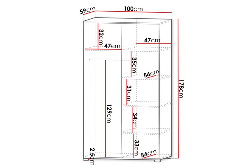 Agawal Vaatekaappi 100x178 cm - Ruskea - Säilytys - Vaatesäilytys - Vaatekaappi