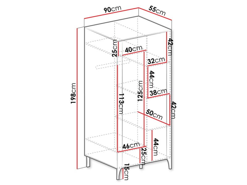 Aggarwal Vaatekaappi 90 cm - Säilytys - Vaatesäilytys - Vaatekaappi