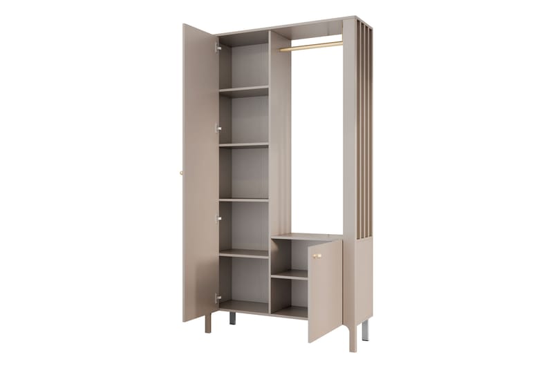 Aggarwal Vaatekaappi Peilillä 105x197 cm - Beige - Säilytys - Vaatesäilytys - Vaatekaappi