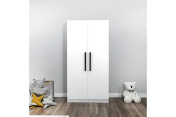 Akser Vaatekaappi 90x180 cm - Valkoinen - Säilytys - Vaatesäilytys - Vaatekaappi