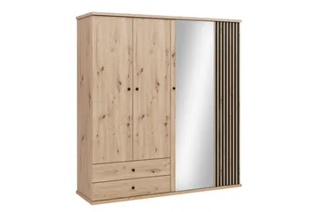 Aldbrough Vaatekaappi Peilillä 200x213 cm - Ruskea / Musta - Säilytys - Vaatesäilytys - Vaatekaappi
