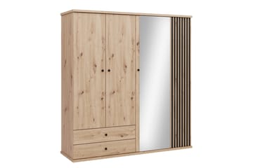 Aldbrough Vaatekaappi Peilillä 200x213 cm - Ruskea / Musta - Säilytys - Vaatesäilytys - Vaatekaappi