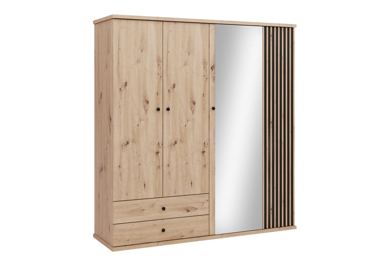 Aldbrough Vaatekaappi Peilillä 200x213 cm - Ruskea / Musta - Säilytys - Vaatesäilytys - Vaatekaappi