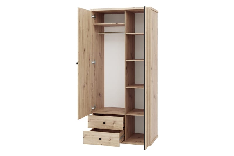 Aldbrough Vaatekaappi Peilillä 100x213 cm - Ruskea / Musta - Säilytys - Vaatesäilytys - Vaatekaappi