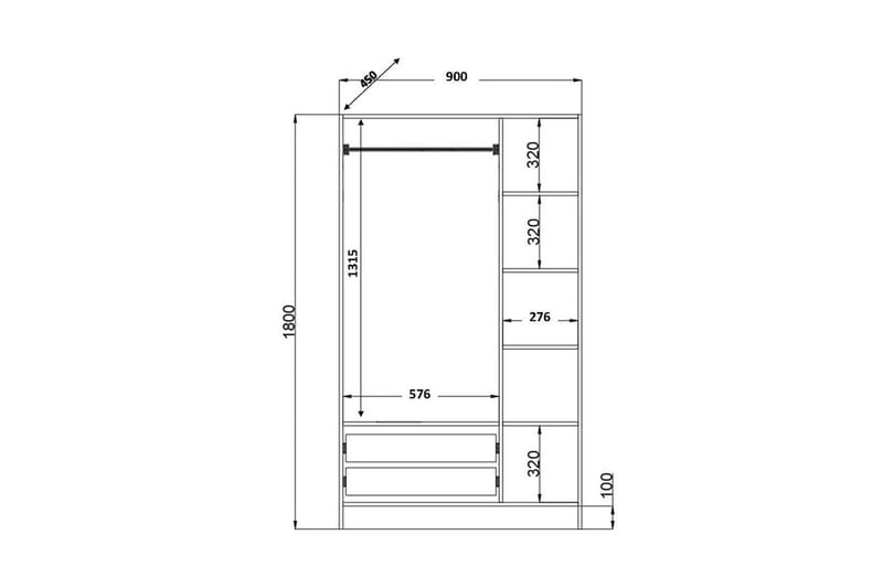 Alven Vaatekaappi 90x180 cm - Matta Valkoinen - Säilytys - Vaatesäilytys - Vaatekaappi