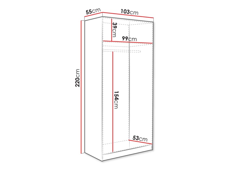 Amelus Vaatekaappi 103x220 cm - Ruskea/Musta - Säilytys - Vaatesäilytys - Vaatekaappi