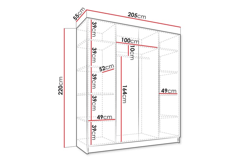 Amelus Vaatekaappi 205x220 cm - Cashmere - Säilytys - Vaatesäilytys - Vaatekaappi