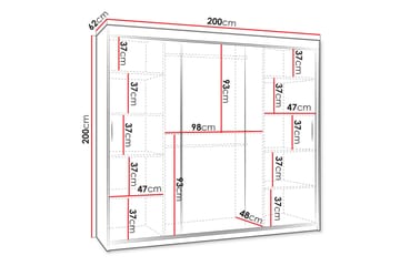 Amira Vaatekaappi Peilillä 200x200 cm - Ruskea - Säilytys - Vaatesäilytys - Vaatekaappi