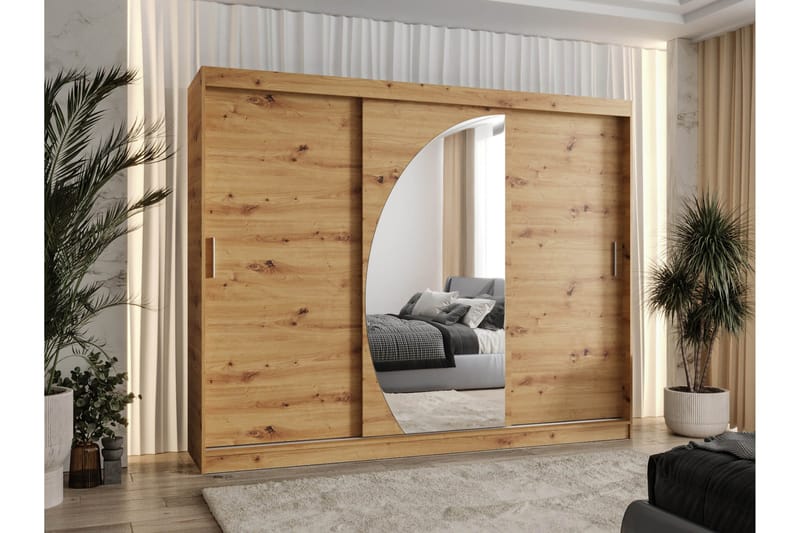 Amira Vaatekaappi Peilillä 250x200 cm - Säilytys - Vaatesäilytys - Vaatekaappi