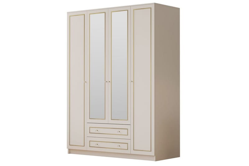 Auric Vaatekaappi 140x180 cm, Matta Valkoinen