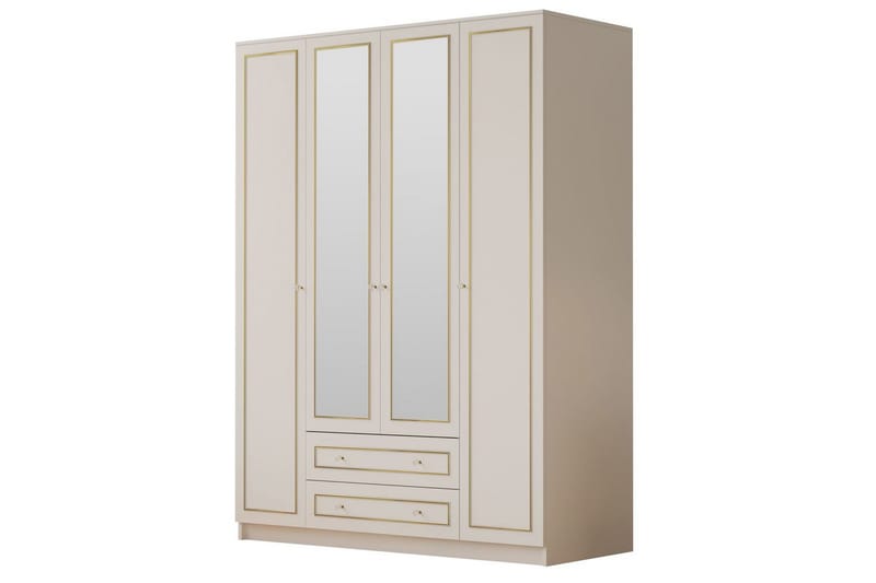 Auric Vaatekaappi 140x180 cm, Matta Valkoinen