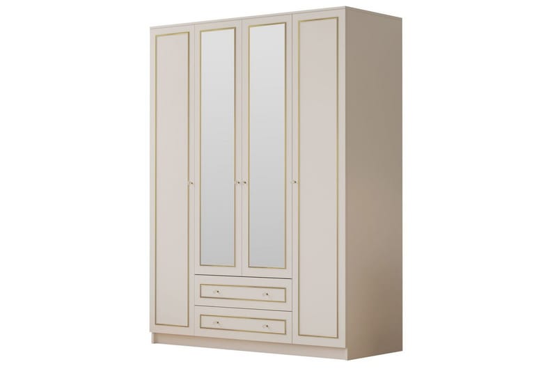 Auric Vaatekaappi 140x210 cm - Matta Valkoinen - Säilytys - Vaatesäilytys - Vaatekaappi