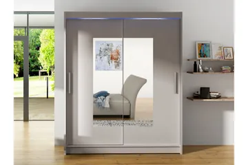 Bay Vaatekaappi Peilillä 150x200 cm - Beige - Säilytys - Vaatesäilytys - Vaatekaappi