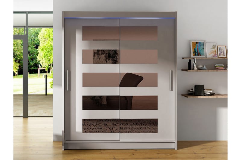 Bay Vaatekaappi Peilillä 150x200 cm - Beige - Säilytys - Vaatesäilytys - Vaatekaappi