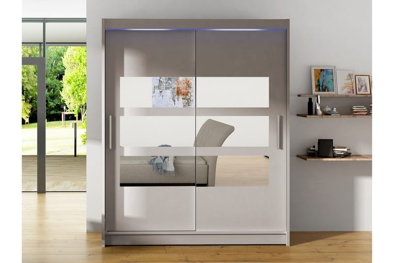 Bay Vaatekaappi Peilillä 150x200 cm - Beige - Säilytys - Vaatesäilytys - Vaatekaappi