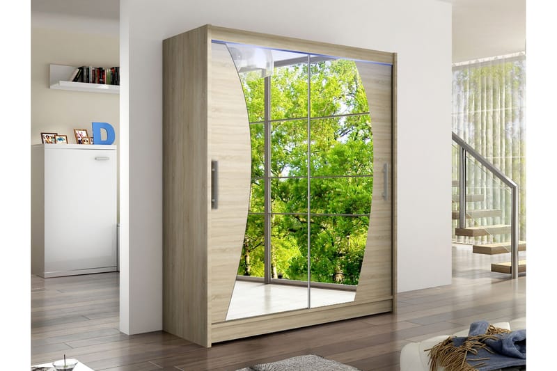 Bay Vaatekaappi Peilillä 150x200 cm - Ruskea - Säilytys - Vaatesäilytys - Vaatekaappi