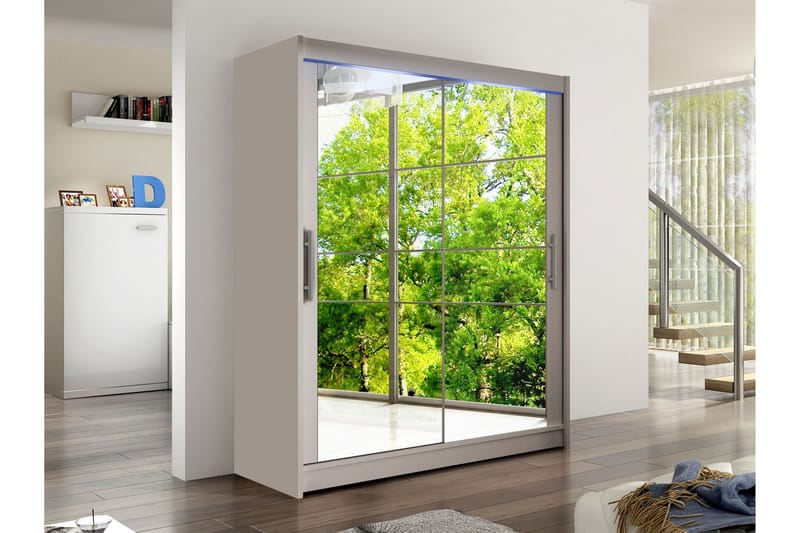 Bay Vaatekaappi Peilillä 150x200 cm - Beige - Säilytys - Vaatesäilytys - Vaatekaappi