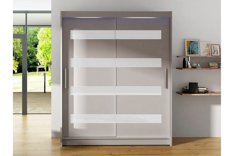 Bay Vaatekaappi Peilillä 150x200 cm - Valkoinen - Säilytys - Vaatesäilytys - Vaatekaappi