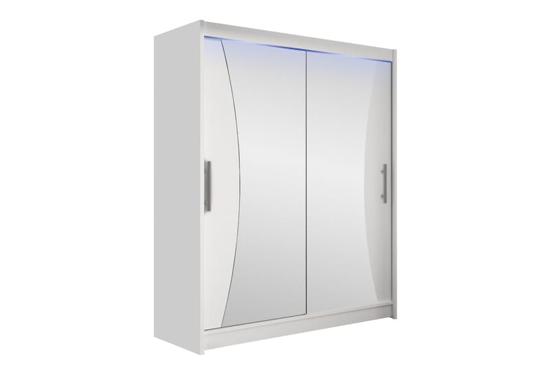 Bay Vaatekaappi Peilillä 150x200 cm - Valkoinen - Säilytys - Vaatesäilytys - Vaatekaappi
