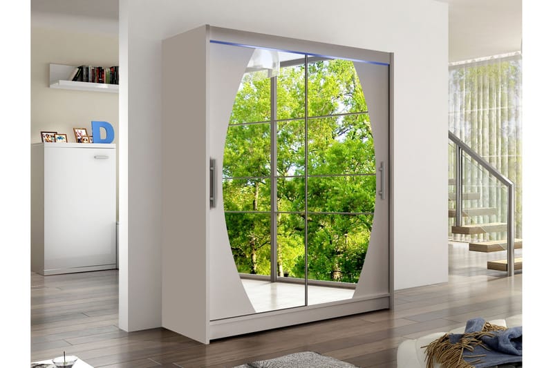 Bay Vaatekaappi Peilillä 150x200 cm - Beige - Säilytys - Vaatesäilytys - Vaatekaappi