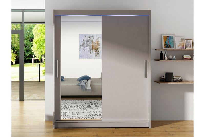 Bay Vaatekaappi Peilillä 150x200 cm - Ruskea - Säilytys - Vaatesäilytys - Vaatekaappi