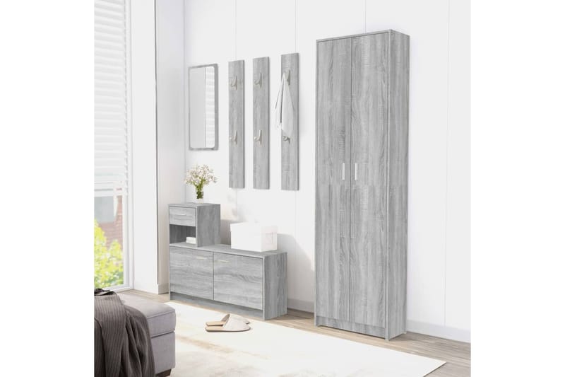 beBasic Eteisen vaatekaappi harmaa Sonoma 55x25x189 cm tekninen puu - Harmaa - Säilytys - Vaatesäilytys - Vaatekaappi