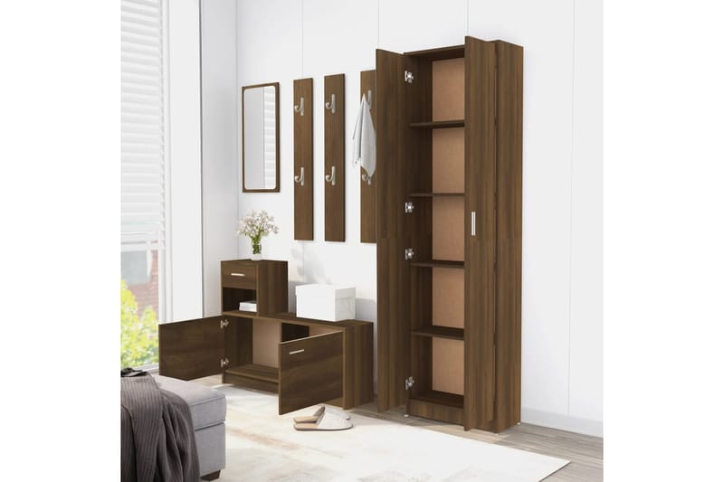 beBasic Eteisen vaatekaappi ruskea tammi 55x25x189 cm tekninen puu - Ruskea - Säilytys - Vaatesäilytys - Vaatekaappi
