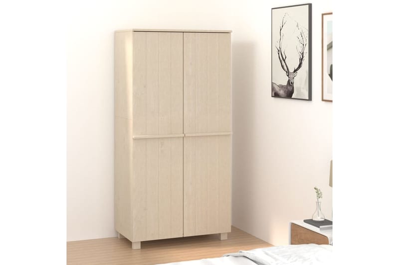 beBasic Vaatekaappi hunajanruskea 89x50x180 cm täysi mänty - Ruskea - Säilytys - Vaatesäilytys - Vaatekaappi