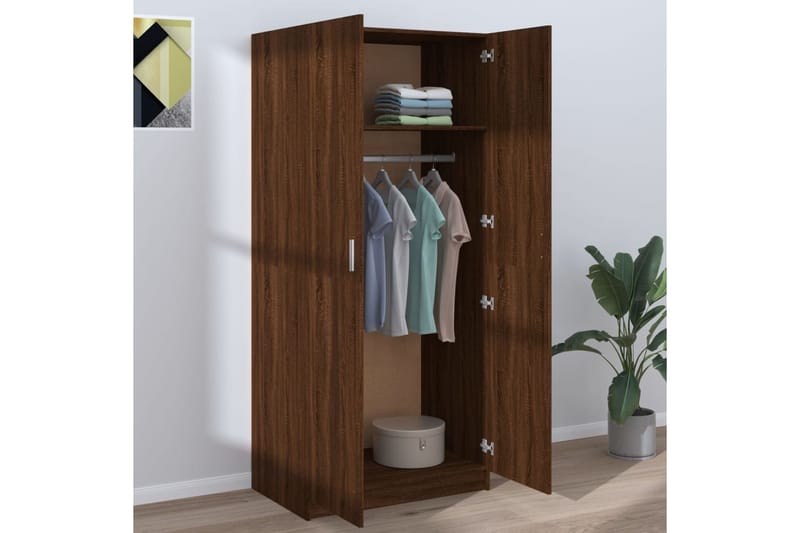 beBasic Vaatekaappi ruskea tammi 80x52x180 cm tekninen puu - Ruskea - Säilytys - Vaatesäilytys - Vaatekaappi