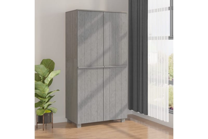 beBasic Vaatekaappi vaaleanharmaa 89x50x180 cm täysi mänty - Harmaa - Säilytys - Vaatesäilytys - Vaatekaappi