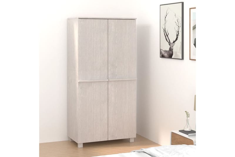 beBasic Vaatekaappi valkoinen 89x50x180 cm täysi mänty - Valkoinen - Säilytys - Vaatesäilytys - Vaatekaappi