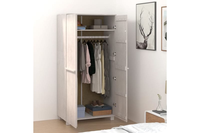 beBasic Vaatekaappi valkoinen 89x50x180 cm täysi mänty - Valkoinen - Säilytys - Vaatesäilytys - Vaatekaappi