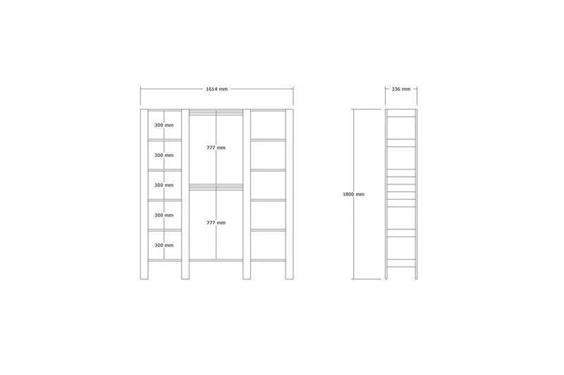 Bertoaria Vaatekaappi 161x180 cm - Pähkinä - Säilytys - Vaatesäilytys - Vaatekaappi