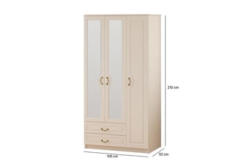 Beyric Vaatekaappi 105x210 cm - Matta Valkoinen - Säilytys - Vaatesäilytys - Vaatekaappi