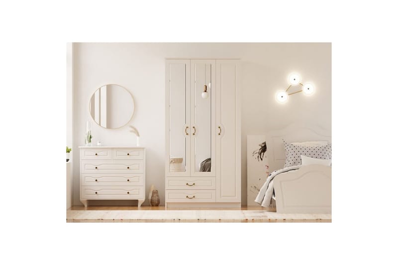 Beyric Vaatekaappi 105x210 cm - Matta Valkoinen - Säilytys - Vaatesäilytys - Vaatekaappi