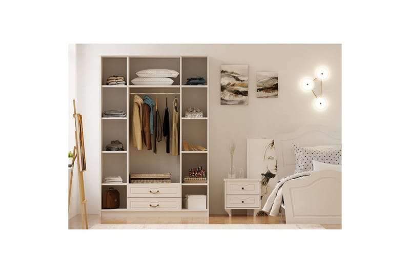 Beyric Vaatekaappi 140x210 cm - Matta Valkoinen - Säilytys - Vaatesäilytys - Vaatekaappi