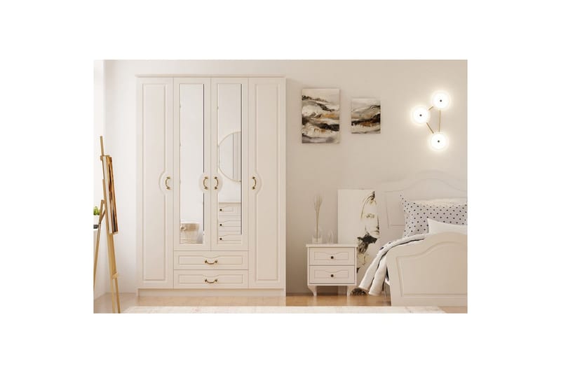 Beyric Vaatekaappi 140x210 cm - Matta Valkoinen - Säilytys - Vaatesäilytys - Vaatekaappi