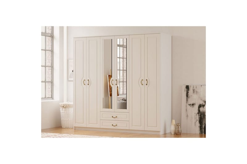 Beyric Vaatekaappi 210x210 cm - Matta Valkoinen - Säilytys - Vaatesäilytys - Vaatekaappi